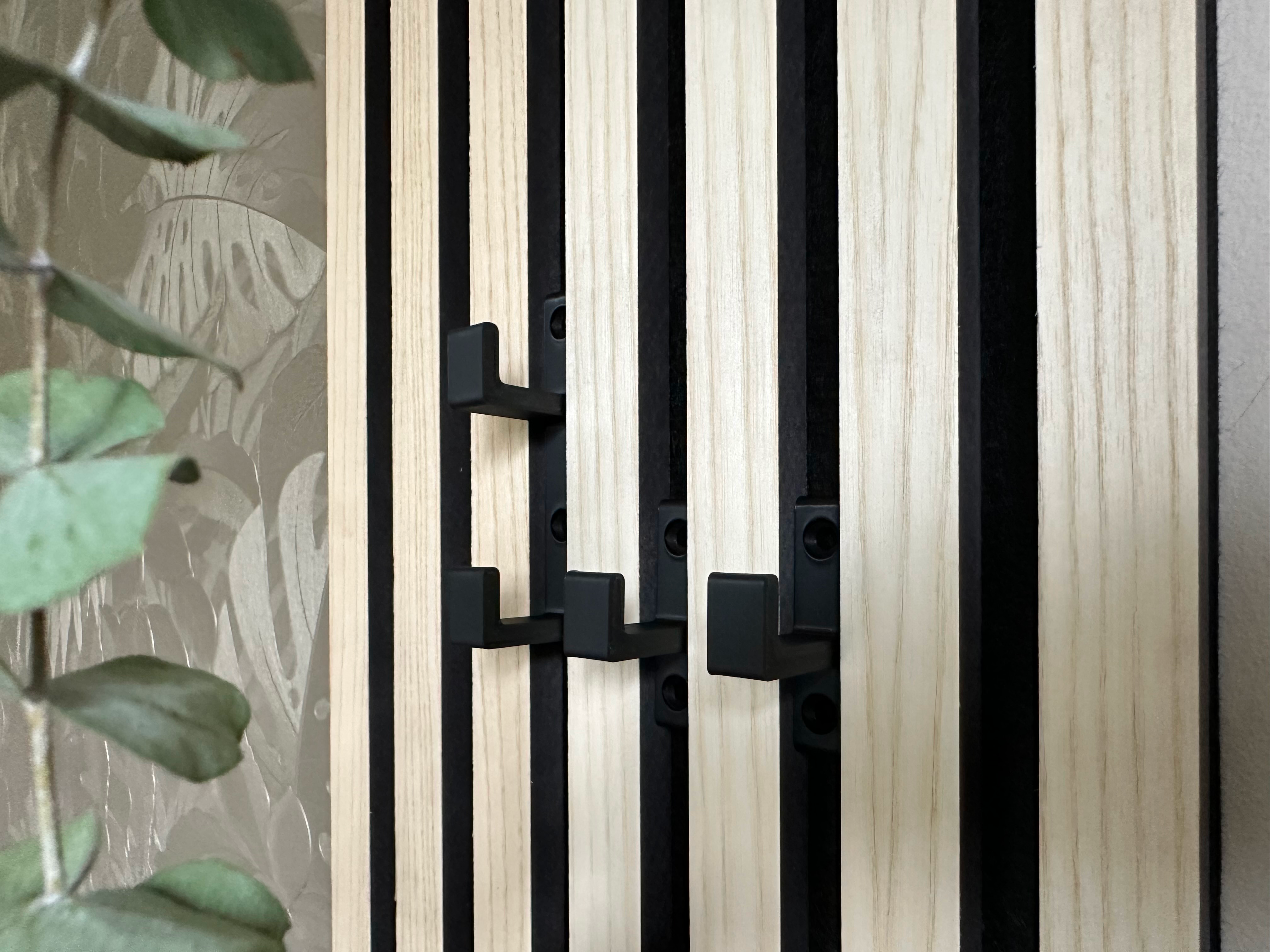 Garderobenhaken Akustikpanele, neu, 3D Druck, stilvoll, modern, Design begeistert, harmonisches Raumklima, innovativen Akustikpaneel-Garderobenhaken, perfekte Fusion von Ästhetik und Funktionalität, Haken nahtlos zwischen Leisten, unsichtbar