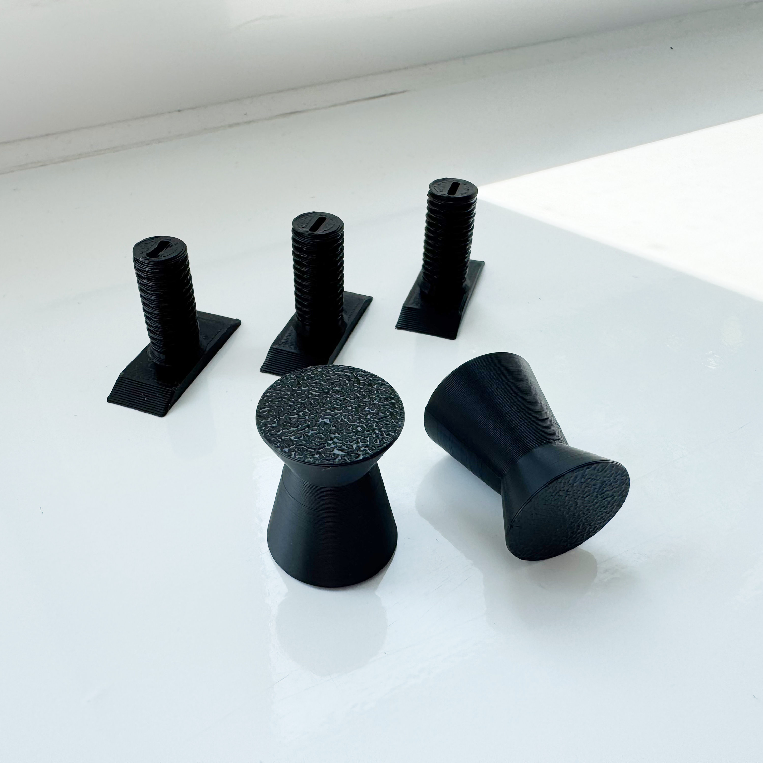 Round coat hooks for acoustic panels in various designs