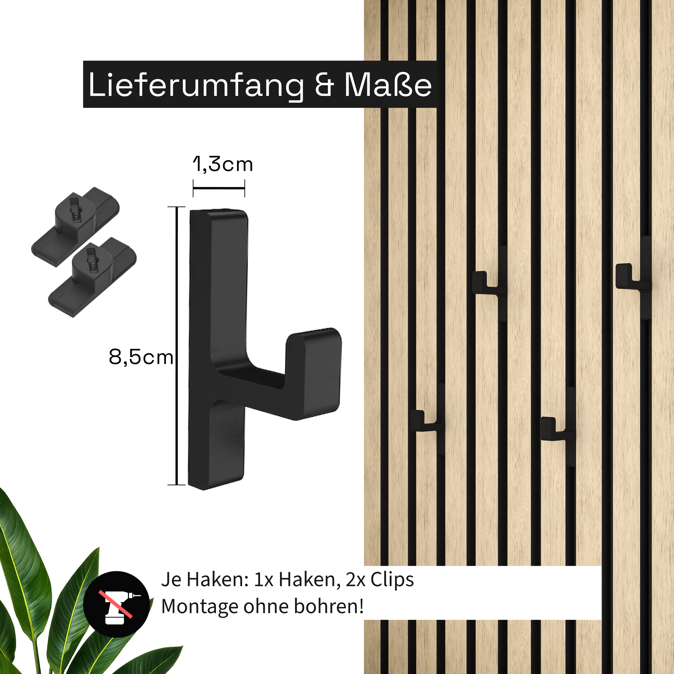 Click System coat hooks for acoustic panels [ECK] - No drilling required