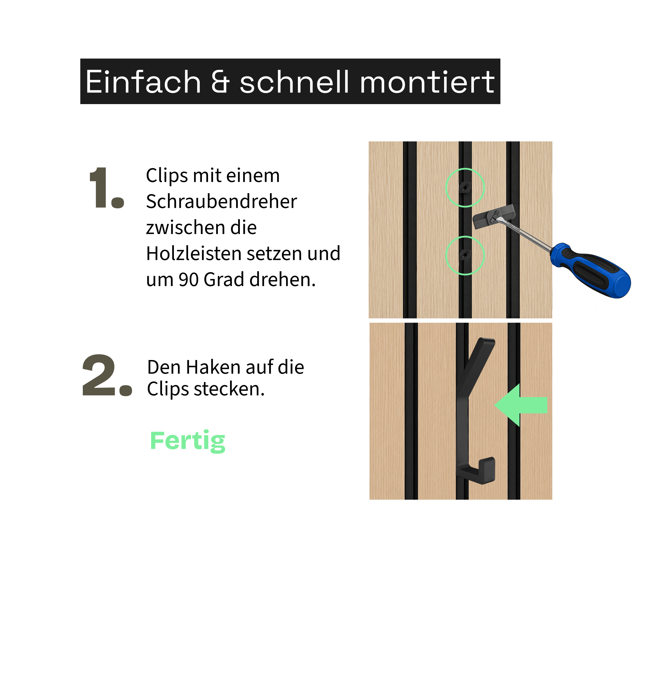 Click System coat hooks for acoustic panels [ECK] - No drilling required