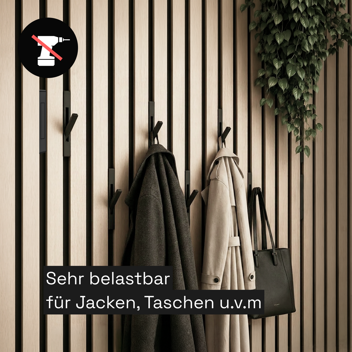 Klapphaken für Akustikpaneele | ohne bohren | 3/6/9/12er Set | Zubehör für Akustikpaneele | Schwarz | [HIDE] | Wohnstahl