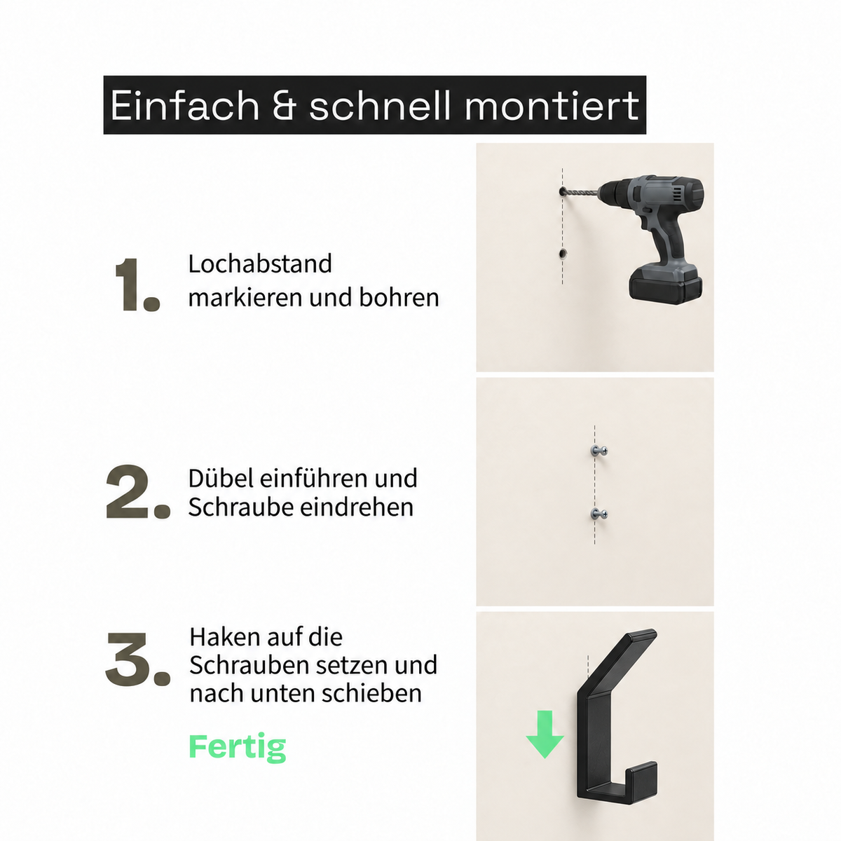 Garderobenhaken | Schwarz | [ROM]